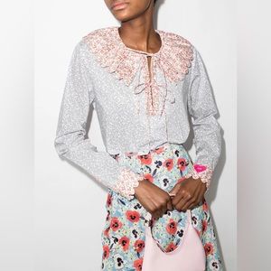 Horror Vacui floral double bow tie blouse